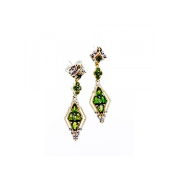 925 STERLING SILVER GOLD PLATED EMERALD EARRINGS