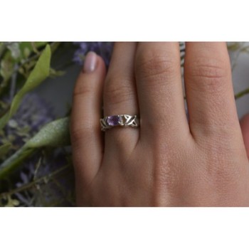 925 Sterling Silver Purple Tourmaline Ring Size 6.5