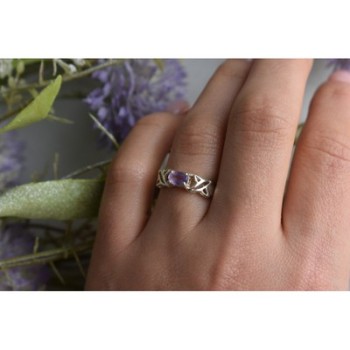 925 Sterling Silver Purple Tourmaline Ring Size 6.5