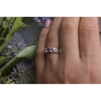 925 Sterling Silver Purple Tourmaline Ring Size 6.5