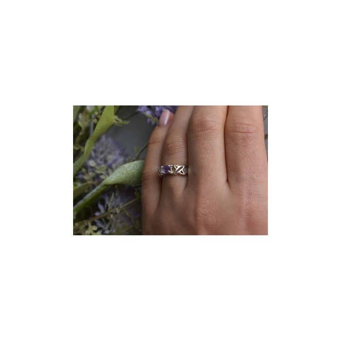 925 Sterling Silver Purple Tourmaline Ring Size 6.5