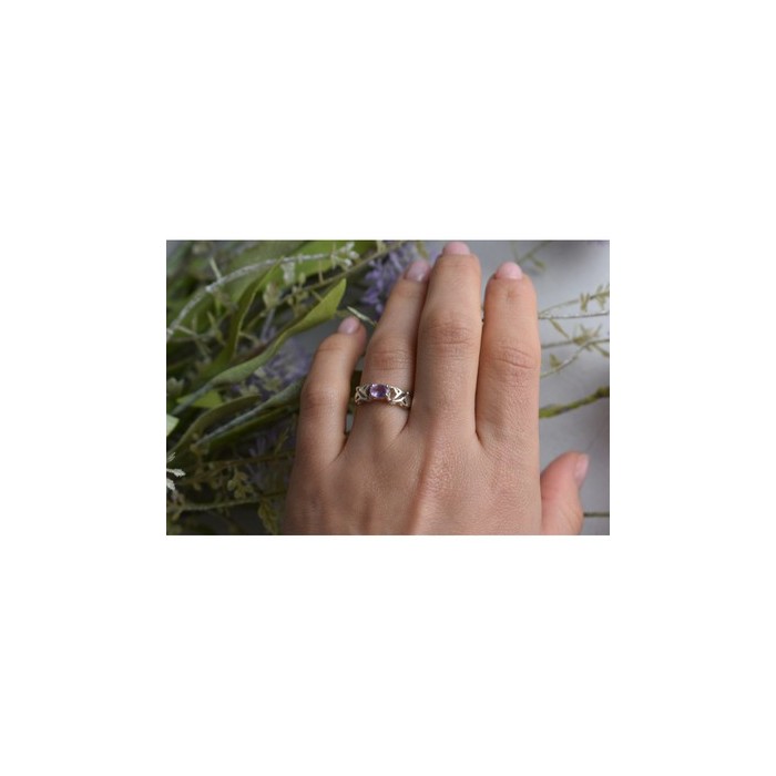 925 Sterling Silver Purple Tourmaline Ring Size 6.5