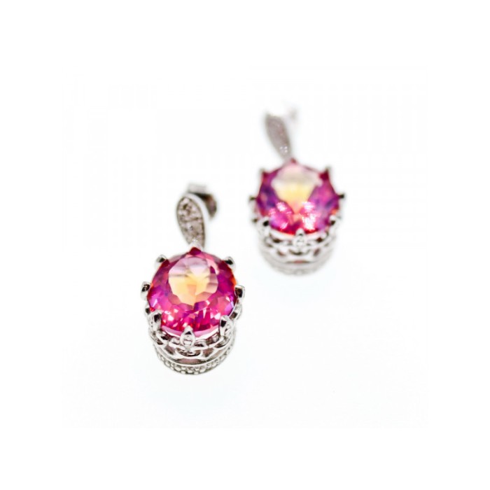 925 STERLING SILVER MYSTIC & WHITE TOPAZ EARRINGS