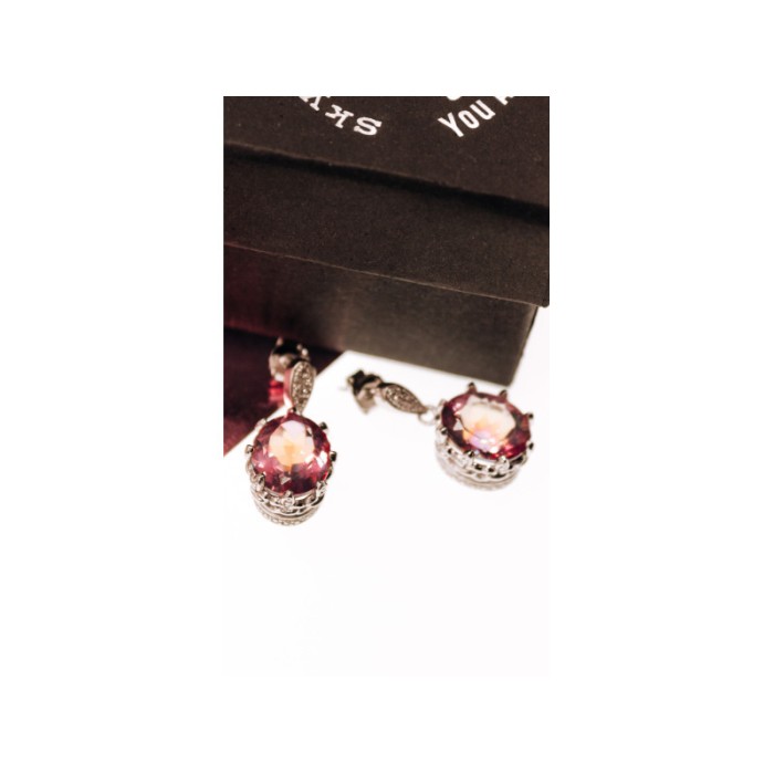 925 STERLING SILVER MYSTIC & WHITE TOPAZ EARRINGS