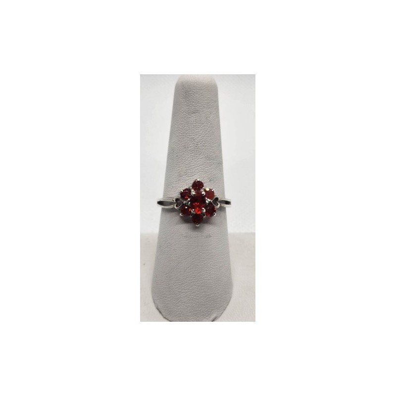 925 Sterling Silver Garnet Diamond Ring Size 8