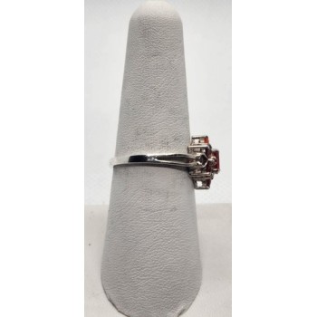 925 Sterling Silver Garnet Diamond Ring Size 8