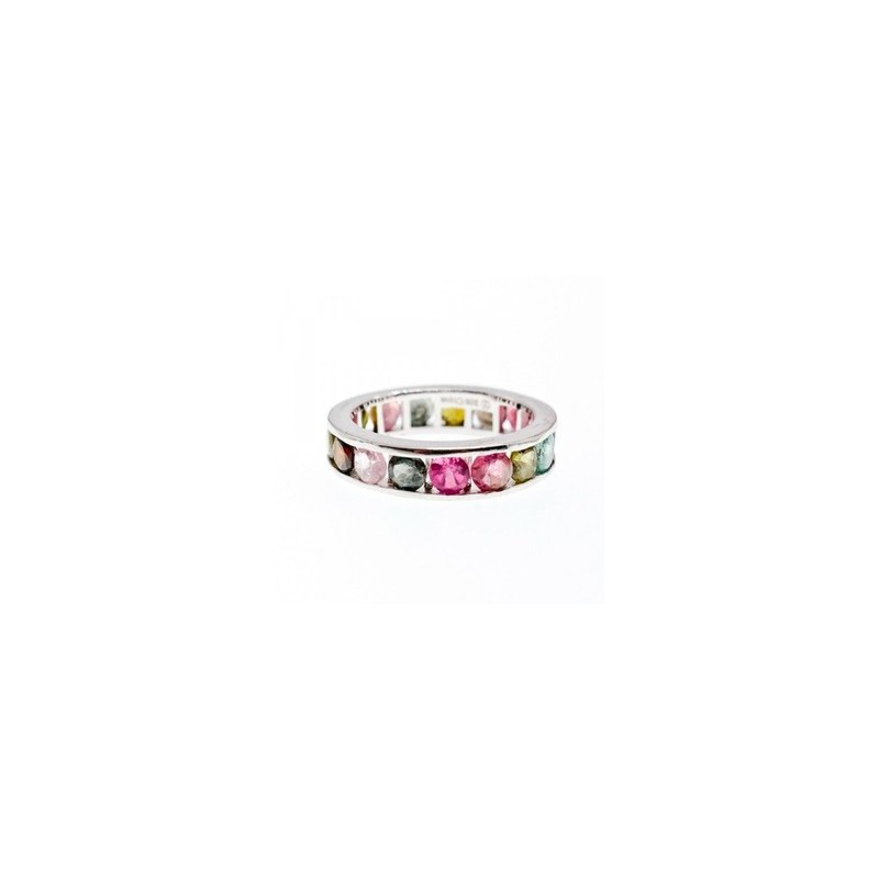 925 Sterling Silver Multi Gemstones Ring Size 8.5