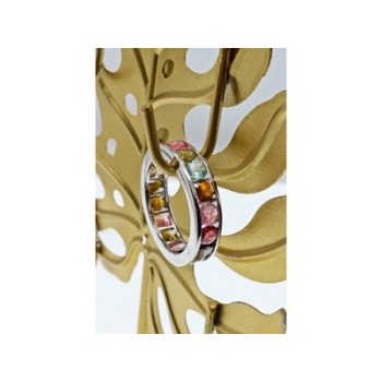 925 Sterling Silver Multi Gemstones Ring Size 8.5