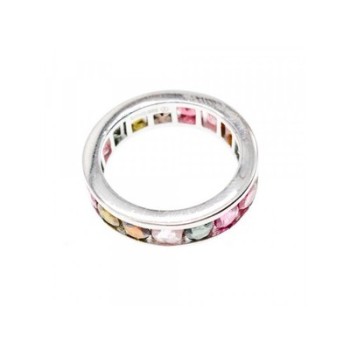 925 Sterling Silver Multi Gemstones Ring Size 8.5