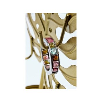 925 Sterling Silver Multi Gemstones Ring Size 8.5