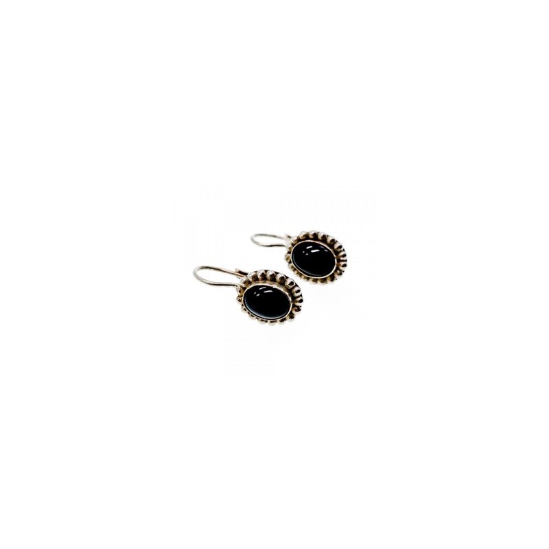 Vintage 925 Sterling Silver Onyx Earrings
