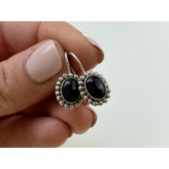 Vintage 925 Sterling Silver Onyx Earrings
