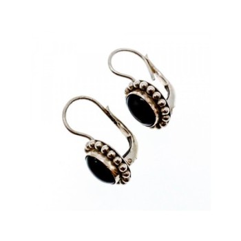 Vintage 925 Sterling Silver Onyx Earrings