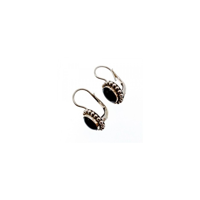 Vintage 925 Sterling Silver Onyx Earrings