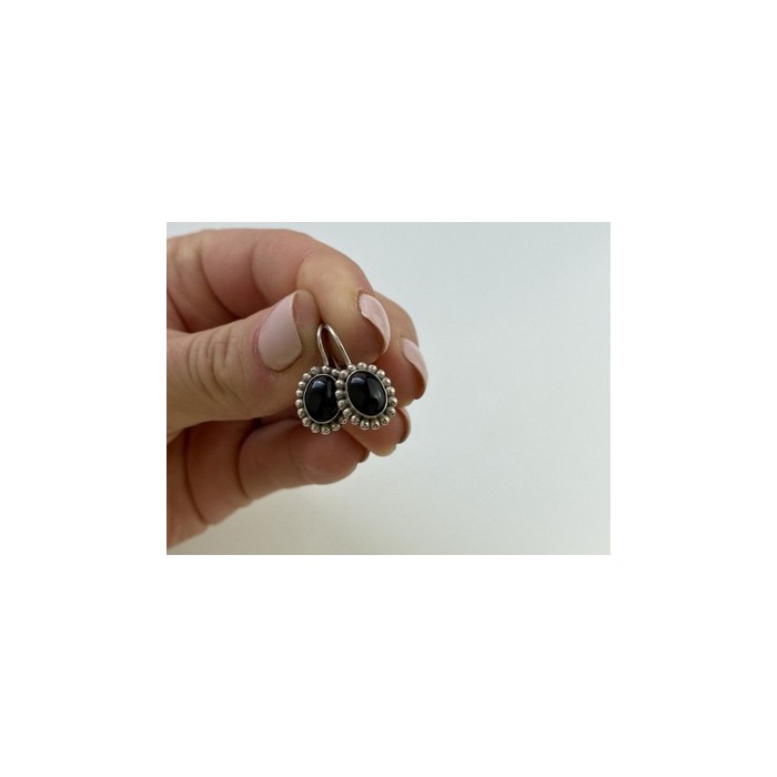 Vintage 925 Sterling Silver Onyx Earrings
