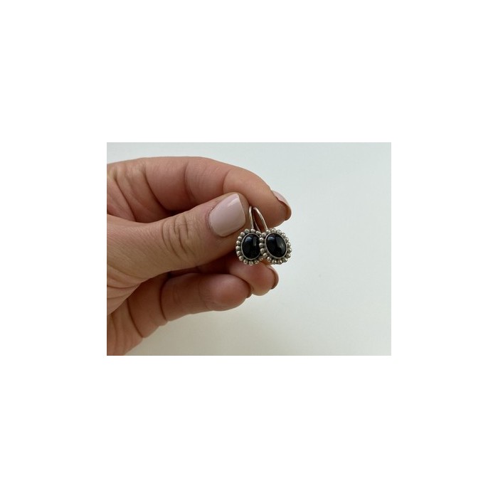 Vintage 925 Sterling Silver Onyx Earrings