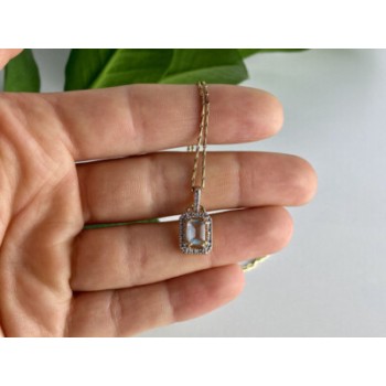 925 STERLING SILVER GOLD PLATED TOPAZ CHAIN WITH PENDANT