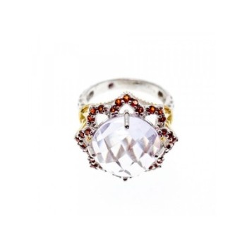 925 Sterling Silver With Gilding Morganite & Garnet 