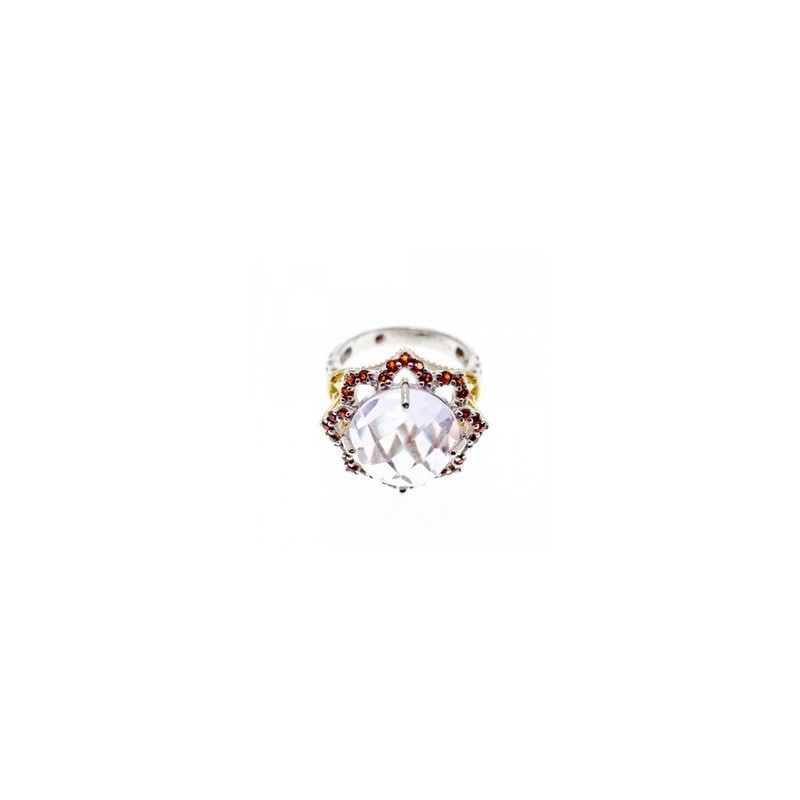 925 Sterling Silver With Gilding Morganite & Garnet 