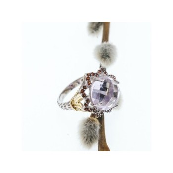925 Sterling Silver With Gilding Morganite & Garnet 