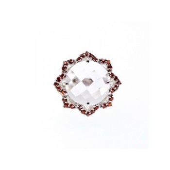 925 Sterling Silver With Gilding Morganite & Garnet 