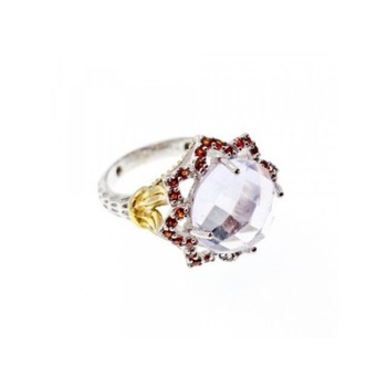 925 Sterling Silver With Gilding Morganite & Garnet 