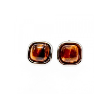 925 Sterling Silver Tiger's Eye Stud Earrings