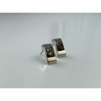 Vintage 925 Sterling Silver Haliotis Stud Earrings