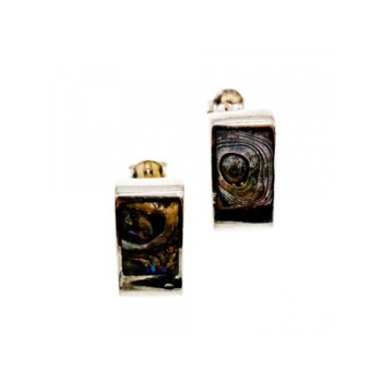 Vintage 925 Sterling Silver Haliotis Stud Earrings