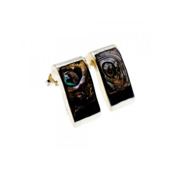 Vintage 925 Sterling Silver Haliotis Stud Earrings