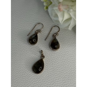 925 Sterling Silver Quartz Earrings & Pendant Set