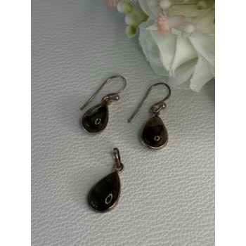 925 Sterling Silver Quartz Earrings & Pendant Set