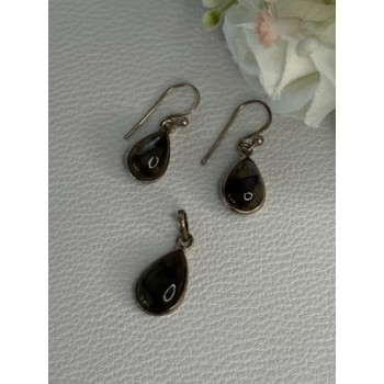 925 Sterling Silver Quartz Earrings & Pendant Set