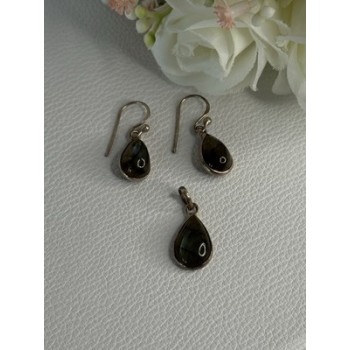 925 Sterling Silver Quartz Earrings & Pendant Set