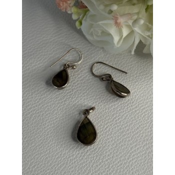 925 Sterling Silver Quartz Earrings & Pendant Set