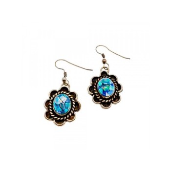 Vintage 925 Sterling Silver Mosaic Opal Earrings