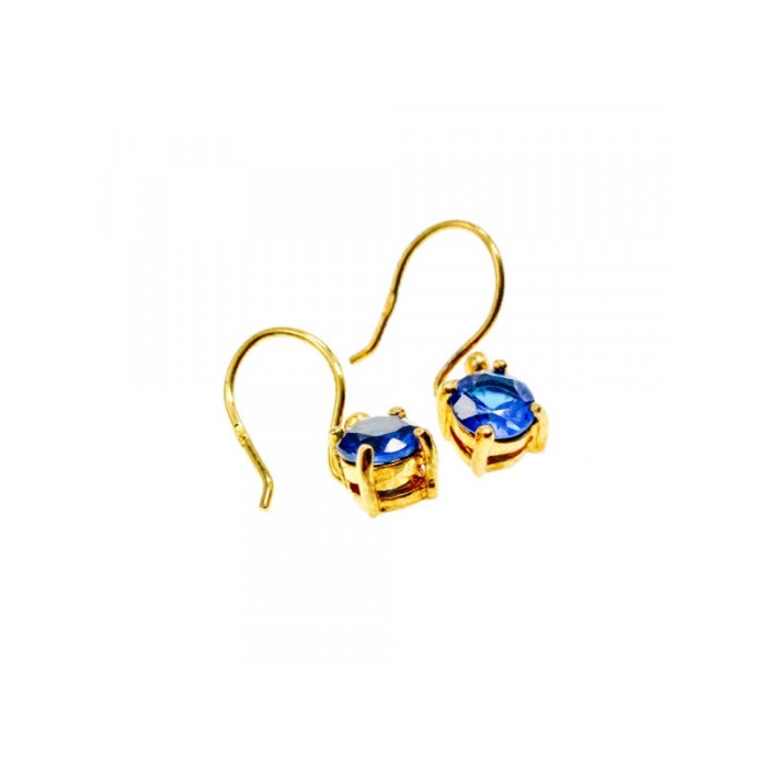 925 Sterling Silver Gold Plated Sapphire Spinel Earrings