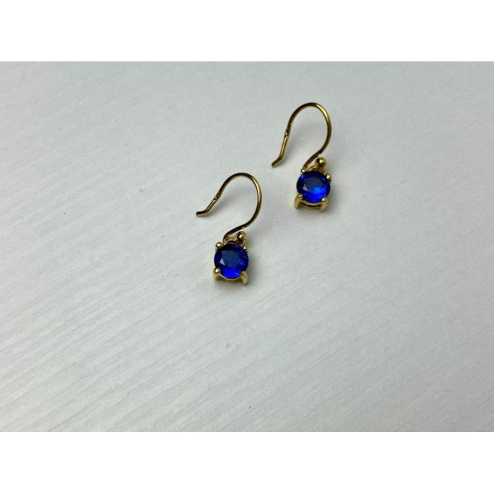 925 Sterling Silver Gold Plated Sapphire Spinel Earrings