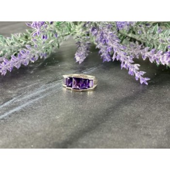 925 Sterling Silver Amethyst Ring Size 6.5