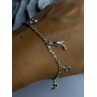 925 Sterling Silver Dolphin Blue Topaz Bracelet Length 7.5