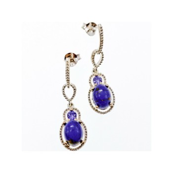 925 Sterling Silver Sodalite & Amethyst Earrings