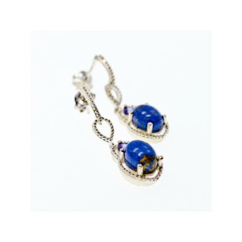 925 Sterling Silver Sodalite & Amethyst Earrings