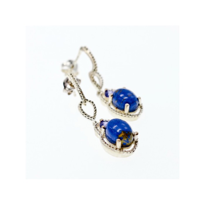 925 Sterling Silver Sodalite & Amethyst Earrings