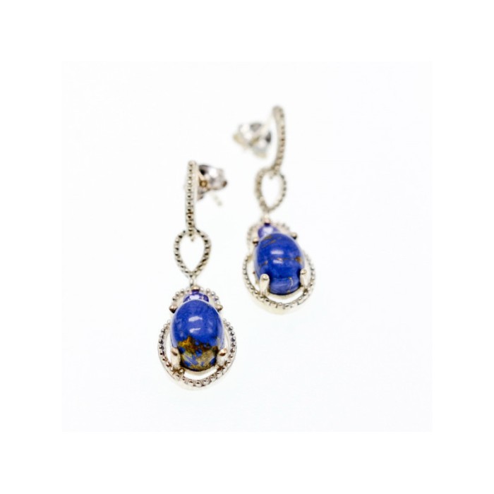 925 Sterling Silver Sodalite & Amethyst Earrings