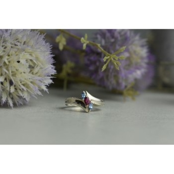 925 Sterling Silver Pink Spinel & Topaz Ring Size 7