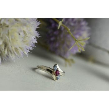 925 Sterling Silver Pink Spinel & Topaz Ring Size 7