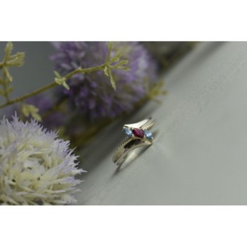 925 Sterling Silver Pink Spinel & Topaz Ring Size 7
