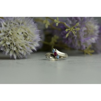 925 Sterling Silver Pink Spinel & Topaz Ring Size 7