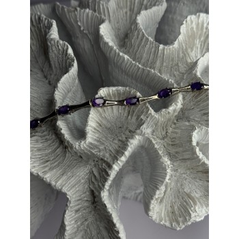 925 Sterling Silver Purple Tourmaline Bracelet Length 7