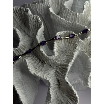 925 Sterling Silver Purple Tourmaline Bracelet Length 7